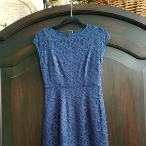 PETITE Peacock lace dress with key hole opening